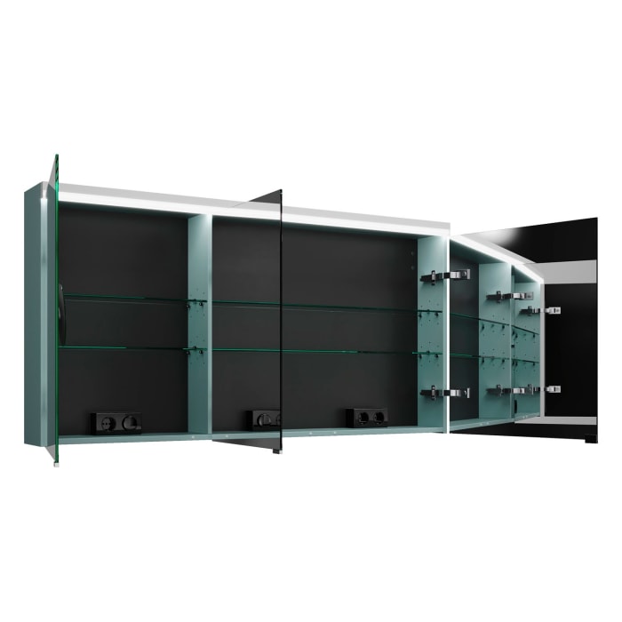 burgbad Lin20 Spiegelschrank mit LED-Beleuchtung, 140 cm, 3 Spiegeltüren, rechts