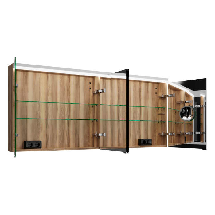 burgbad Lin20 Spiegelschrank mit LED-Beleuchtung, 160 cm, 4 Spiegeltüren