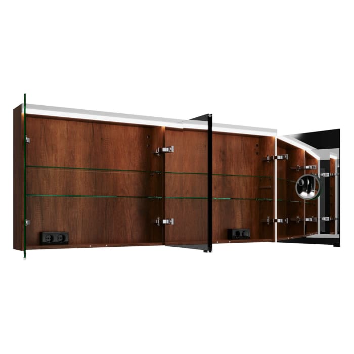 burgbad Lin20 Spiegelschrank mit LED-Beleuchtung, 160 cm, 4 Spiegeltüren