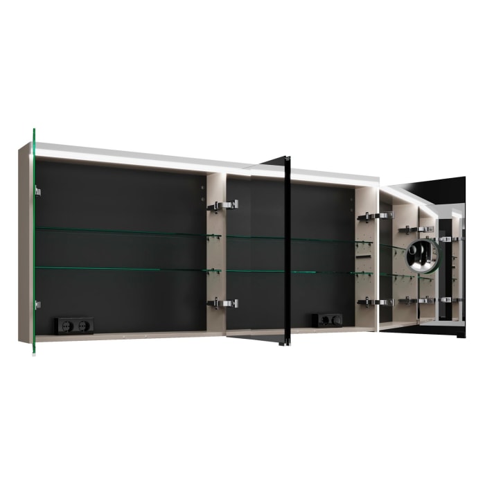 burgbad Lin20 Spiegelschrank mit LED-Beleuchtung, 160 cm, 4 Spiegeltüren