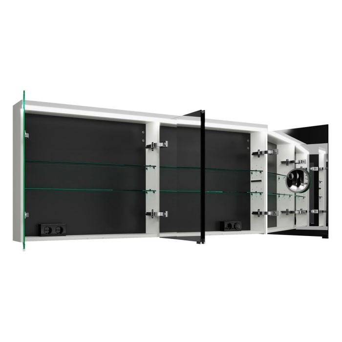 burgbad Lin20 Spiegelschrank mit LED-Beleuchtung, 160 cm, 4 Spiegeltüren