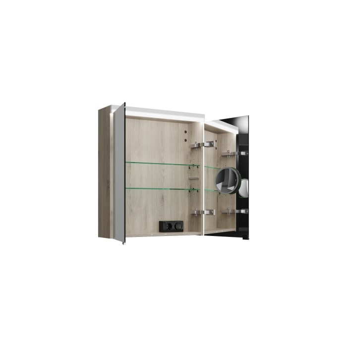 burgbad Lin20 Spiegelschrank mit LED-Beleuchtung, 60 cm, 2 Spiegeltüren, mit Waschtischbeleuchtung