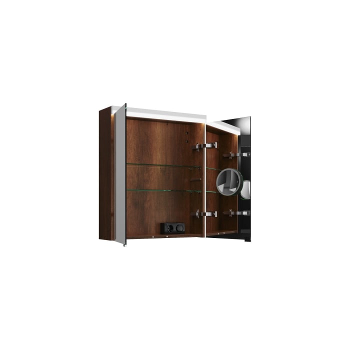 burgbad Lin20 Spiegelschrank mit LED-Beleuchtung, 60 cm, 2 Spiegeltüren, mit Waschtischbeleuchtung