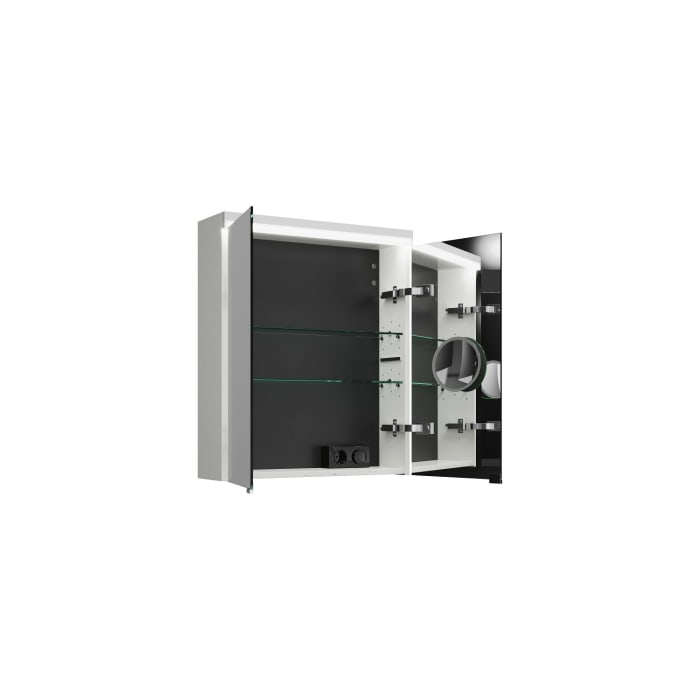 burgbad Lin20 Spiegelschrank mit LED-Beleuchtung, 60 cm, 2 Spiegeltüren, mit Waschtischbeleuchtung