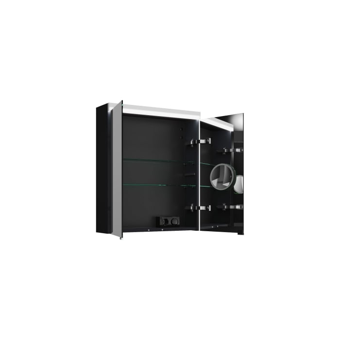 burgbad Lin20 Spiegelschrank mit LED-Beleuchtung, 60 cm, 2 Spiegeltüren, mit Waschtischbeleuchtung