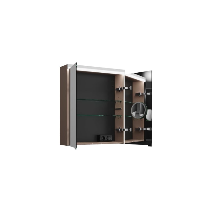 burgbad Lin20 Spiegelschrank mit LED-Beleuchtung, 60 cm, 2 Spiegeltüren, mit Waschtischbeleuchtung