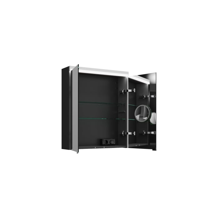 burgbad Lin20 Spiegelschrank mit LED-Beleuchtung, 60 cm, 2 Spiegeltüren, mit Waschtischbeleuchtung