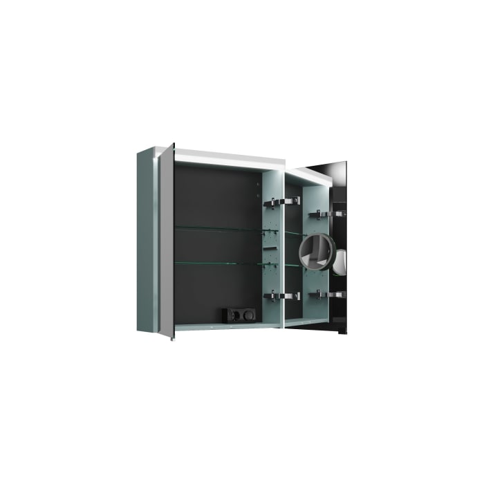 burgbad Lin20 Spiegelschrank mit LED-Beleuchtung, 60 cm, 2 Spiegeltüren, mit Waschtischbeleuchtung