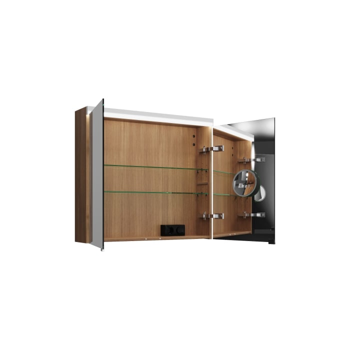 burgbad Lin20 Spiegelschrank mit LED-Beleuchtung, 80 cm, 2 Spiegeltüren, mit Waschtischbeleuchtung