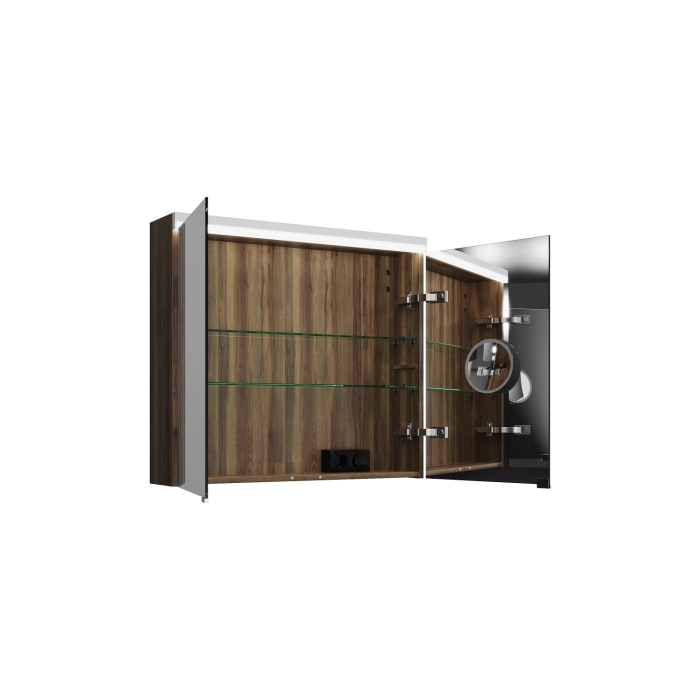 burgbad Lin20 Spiegelschrank mit LED-Beleuchtung, 80 cm, 2 Spiegeltüren, mit Waschtischbeleuchtung