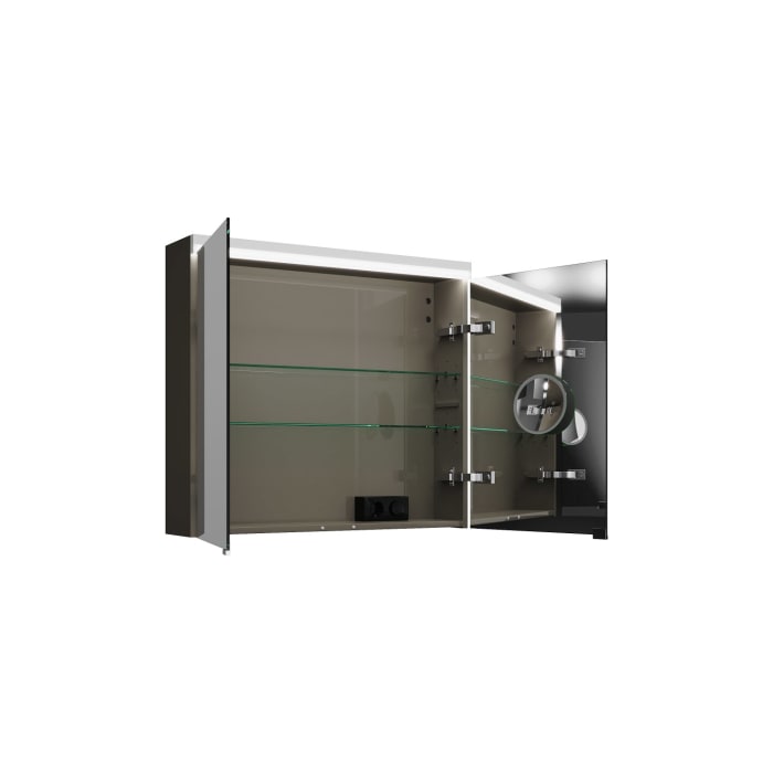 burgbad Lin20 Spiegelschrank mit LED-Beleuchtung, 80 cm, 2 Spiegeltüren, mit Waschtischbeleuchtung