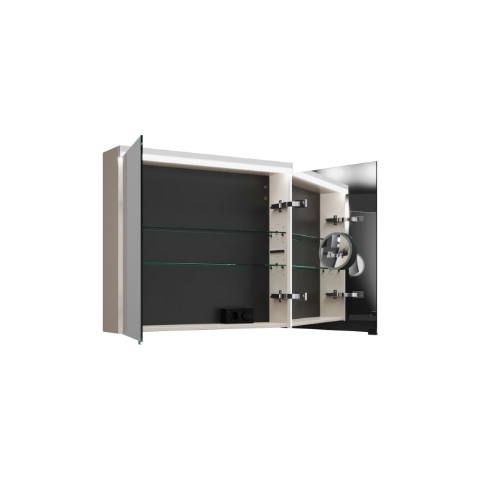 burgbad Lin20 Spiegelschrank mit LED-Beleuchtung, 80 cm, 2 Spiegeltüren, mit Waschtischbeleuchtung