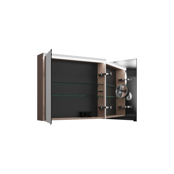 burgbad Lin20 Spiegelschrank mit LED-Beleuchtung, 80 cm, 2 Spiegeltüren, mit Waschtischbeleuchtung