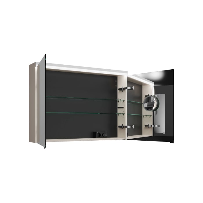 burgbad Lin20 Spiegelschrank mit LED-Beleuchtung, 100 cm, 2 Spiegeltüren, mit Waschtischbeleuchtung