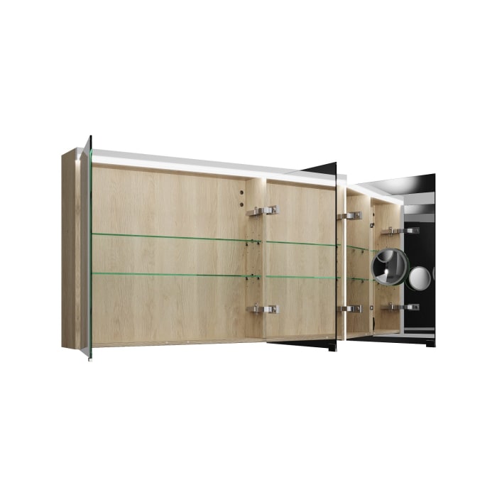 burgbad Lin20 Spiegelschrank mit LED-Beleuchtung, 120 cm, 3 Spiegeltüren, links, mit Waschtischbeleuchtung