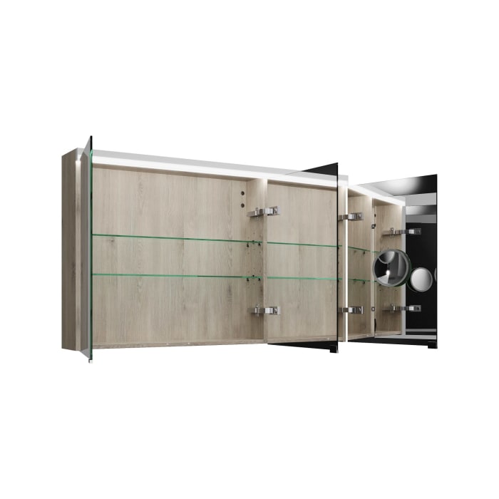 burgbad Lin20 Spiegelschrank mit LED-Beleuchtung, 120 cm, 3 Spiegeltüren, links, mit Waschtischbeleuchtung