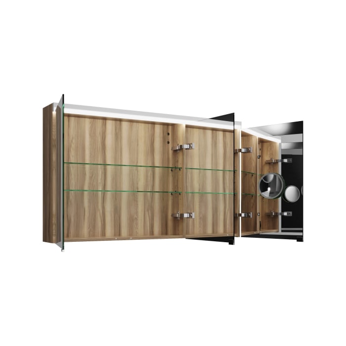 burgbad Lin20 Spiegelschrank mit LED-Beleuchtung, 120 cm, 3 Spiegeltüren, links, mit Waschtischbeleuchtung