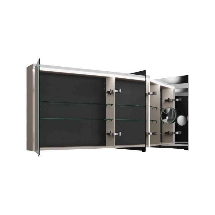 burgbad Lin20 Spiegelschrank mit LED-Beleuchtung, 120 cm, 3 Spiegeltüren, links, mit Waschtischbeleuchtung