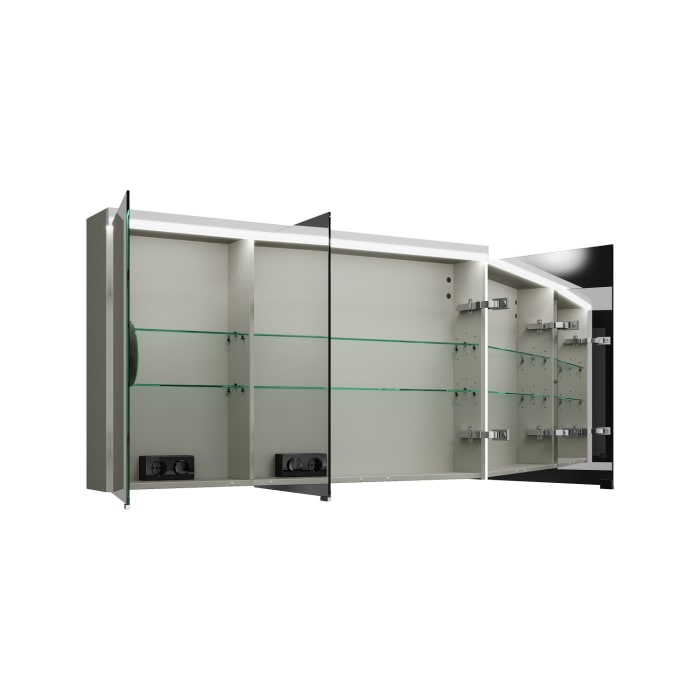 burgbad Lin20 Spiegelschrank mit LED-Beleuchtung, 120 cm, 3 Spiegeltüren, rechts, mit Waschtischbeleuchtung