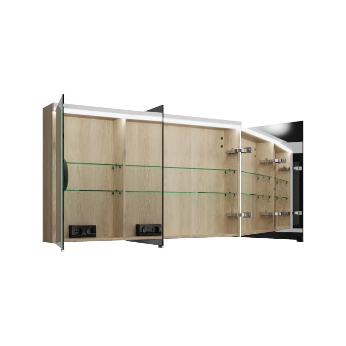 burgbad Lin20 Spiegelschrank mit LED-Beleuchtung, 120 cm, 3 Spiegeltüren, rechts, mit Waschtischbeleuchtung