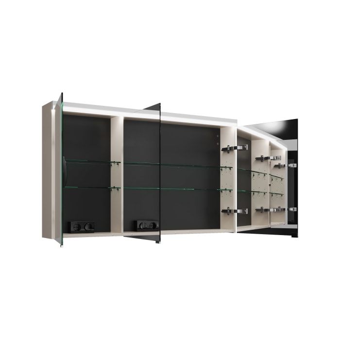 burgbad Lin20 Spiegelschrank mit LED-Beleuchtung, 120 cm, 3 Spiegeltüren, rechts, mit Waschtischbeleuchtung