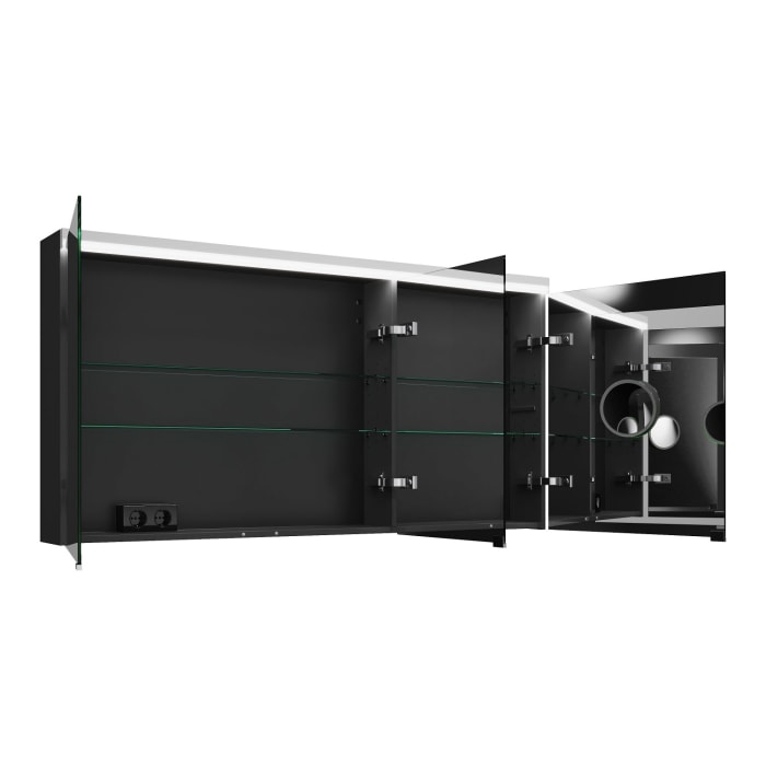 burgbad Lin20 Spiegelschrank mit LED-Beleuchtung, 140 cm, 3 Spiegeltüren, links, mit Waschtischbeleuchtung