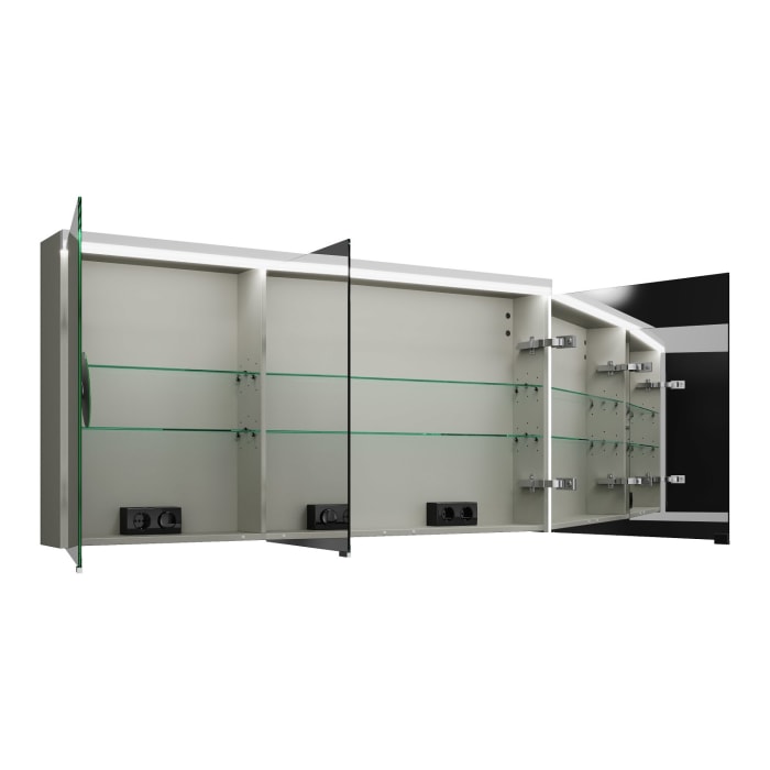 burgbad Lin20 Spiegelschrank mit LED-Beleuchtung, 140 cm, 3 Spiegeltüren, rechts, mit Waschtischbeleuchtung