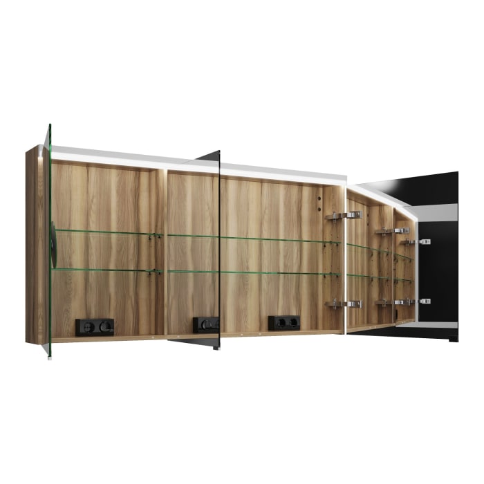 burgbad Lin20 Spiegelschrank mit LED-Beleuchtung, 140 cm, 3 Spiegeltüren, rechts, mit Waschtischbeleuchtung