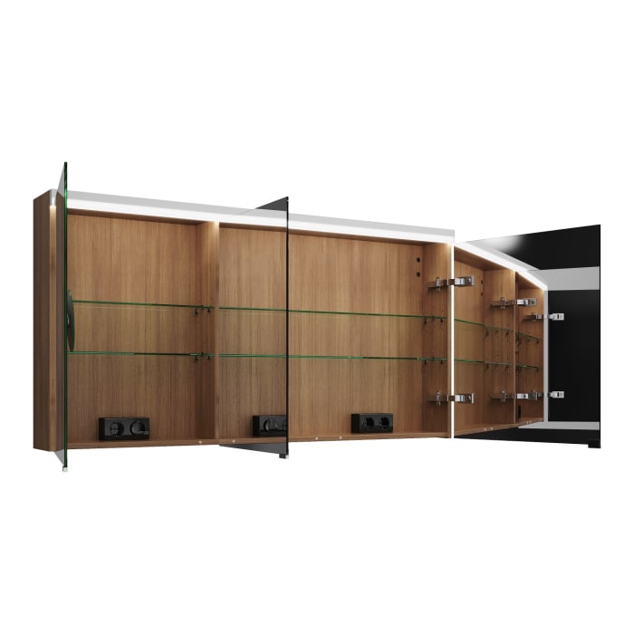 burgbad Lin20 Spiegelschrank mit LED-Beleuchtung, 140 cm, 3 Spiegeltüren, rechts, mit Waschtischbeleuchtung