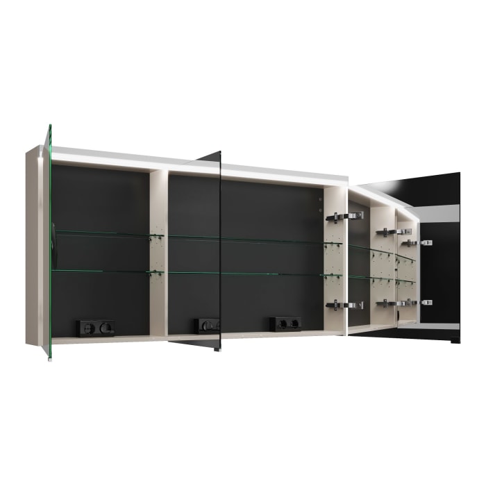 burgbad Lin20 Spiegelschrank mit LED-Beleuchtung, 140 cm, 3 Spiegeltüren, rechts, mit Waschtischbeleuchtung