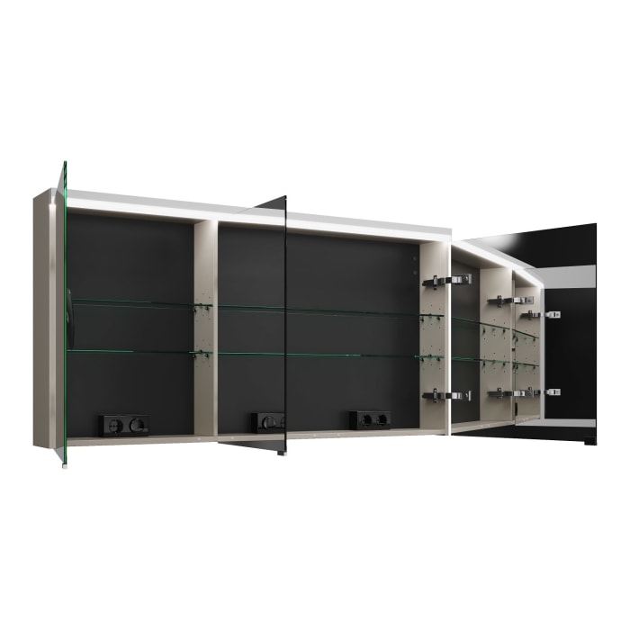 burgbad Lin20 Spiegelschrank mit LED-Beleuchtung, 140 cm, 3 Spiegeltüren, rechts, mit Waschtischbeleuchtung