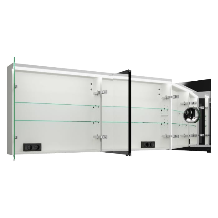 burgbad Lin20 Spiegelschrank mit LED-Beleuchtung, 160 cm, 4 Spiegeltüren, mit Waschtischbeleuchtung