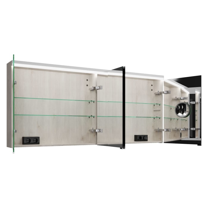 burgbad Lin20 Spiegelschrank mit LED-Beleuchtung, 160 cm, 4 Spiegeltüren, mit Waschtischbeleuchtung