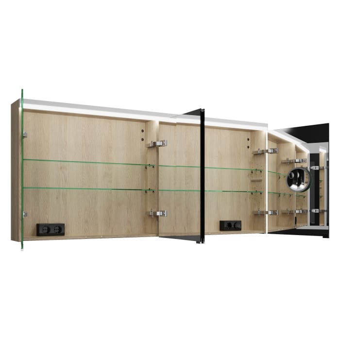 burgbad Lin20 Spiegelschrank mit LED-Beleuchtung, 160 cm, 4 Spiegeltüren, mit Waschtischbeleuchtung