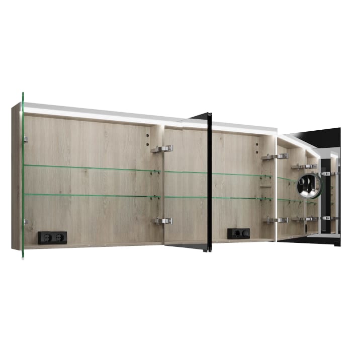 burgbad Lin20 Spiegelschrank mit LED-Beleuchtung, 160 cm, 4 Spiegeltüren, mit Waschtischbeleuchtung