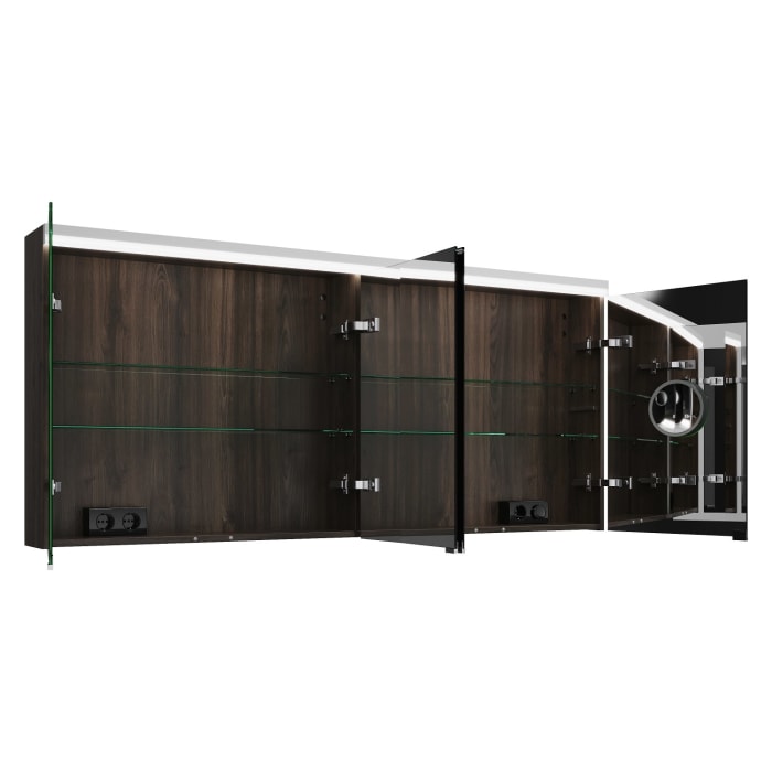 burgbad Lin20 Spiegelschrank mit LED-Beleuchtung, 160 cm, 4 Spiegeltüren, mit Waschtischbeleuchtung