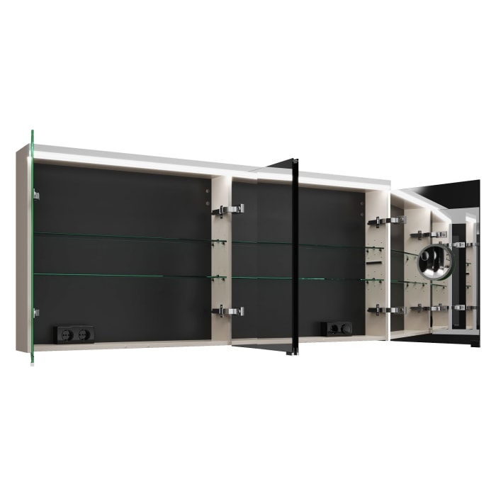 burgbad Lin20 Spiegelschrank mit LED-Beleuchtung, 160 cm, 4 Spiegeltüren, mit Waschtischbeleuchtung