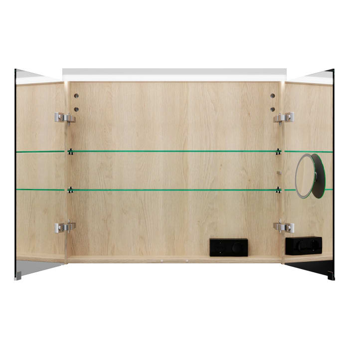 burgbad Lin20 Spiegelschrank mit LED-Beleuchtung, 80 cm, 2 Spiegeltüren
