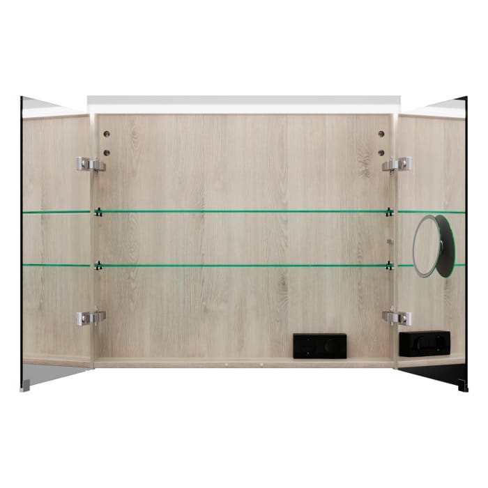 burgbad Lin20 Spiegelschrank mit LED-Beleuchtung, 80 cm, 2 Spiegeltüren