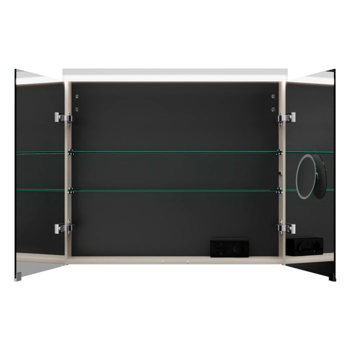 burgbad Lin20 Spiegelschrank mit LED-Beleuchtung, 80 cm, 2 Spiegeltüren