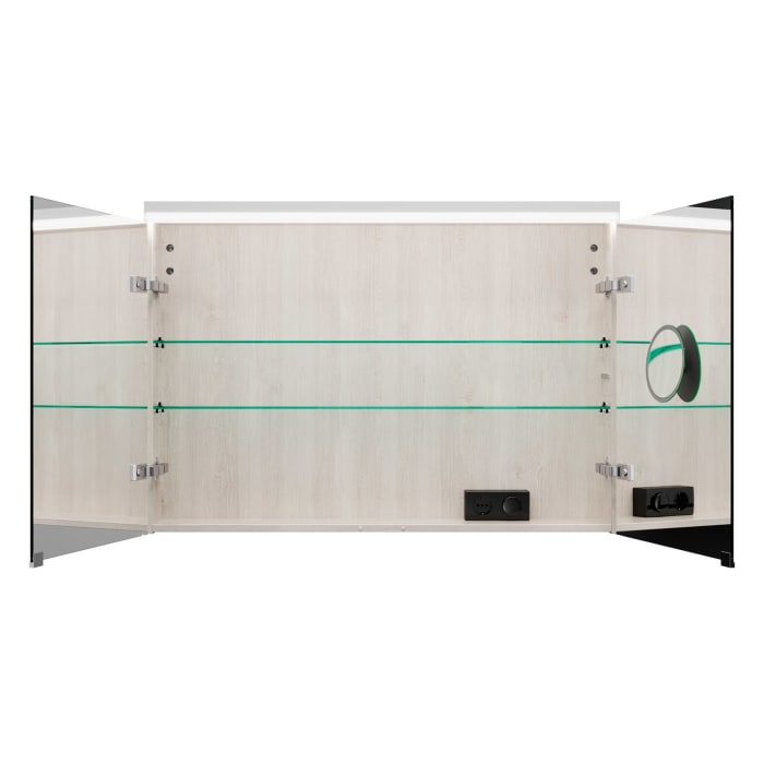 burgbad Lin20 Spiegelschrank mit LED-Beleuchtung, 100 cm, 2 Spiegeltüren