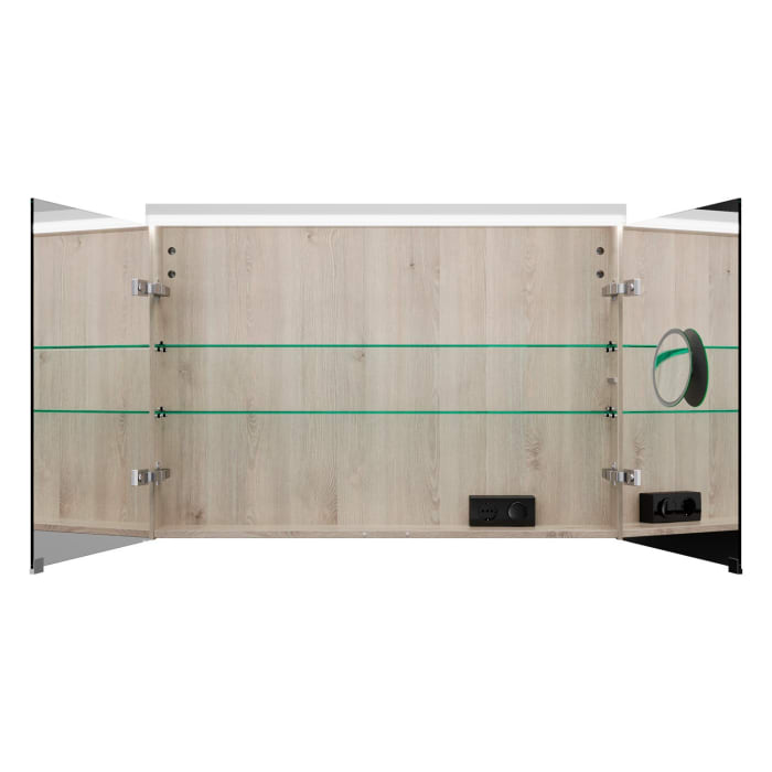 burgbad Lin20 Spiegelschrank mit LED-Beleuchtung, 100 cm, 2 Spiegeltüren