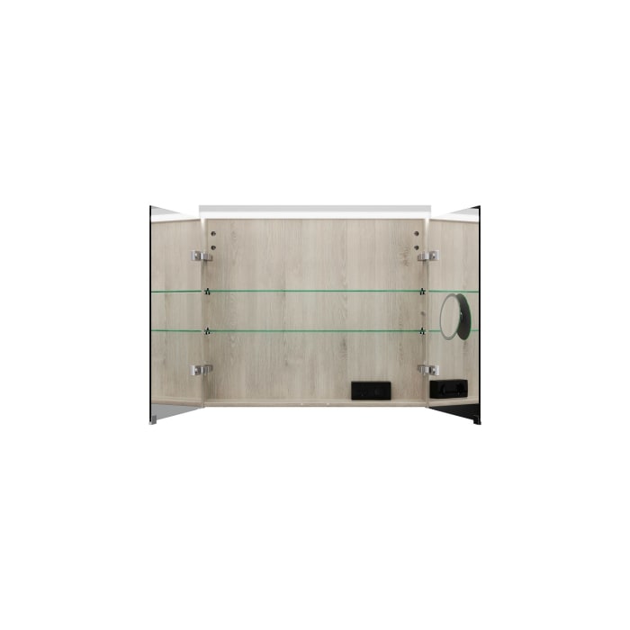 burgbad Lin20 Spiegelschrank mit LED-Beleuchtung, 80 cm, 2 Spiegeltüren, mit Waschtischbeleuchtung