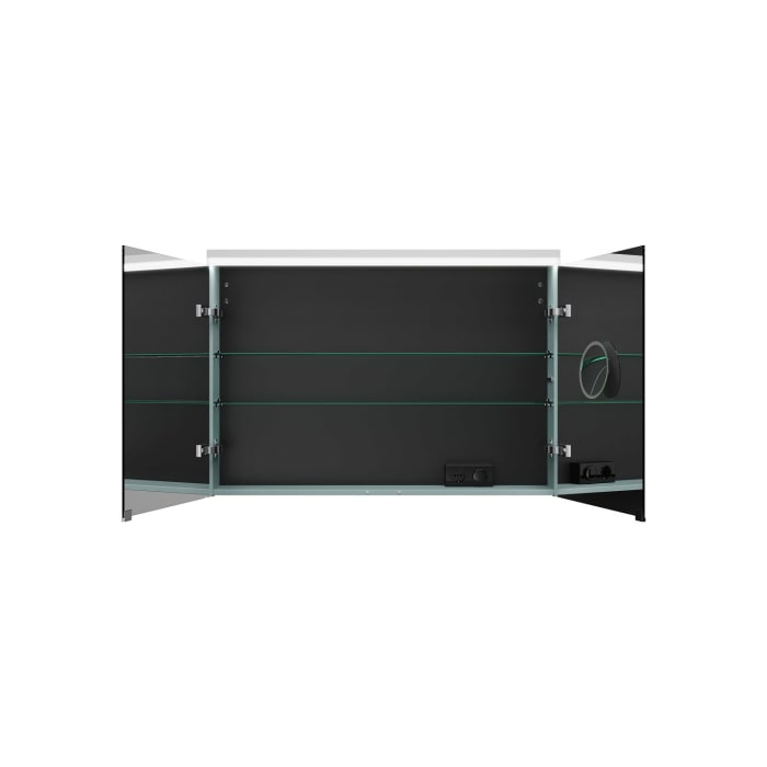 burgbad Lin20 Spiegelschrank mit LED-Beleuchtung, 100 cm, 2 Spiegeltüren, mit Waschtischbeleuchtung