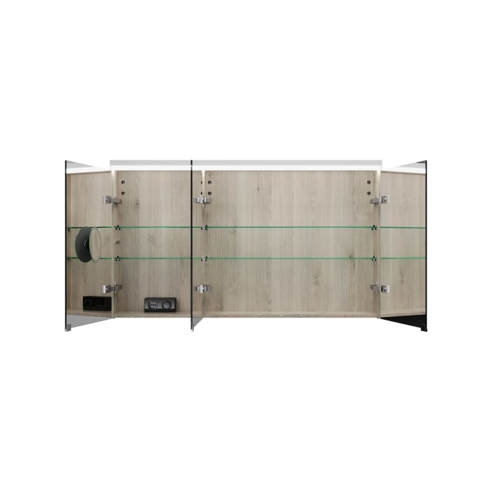 burgbad Lin20 Spiegelschrank mit LED-Beleuchtung, 120 cm, 3 Spiegeltüren, rechts, mit Waschtischbeleuchtung