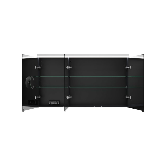 burgbad Lin20 Spiegelschrank mit LED-Beleuchtung, 120 cm, 3 Spiegeltüren, rechts, mit Waschtischbeleuchtung