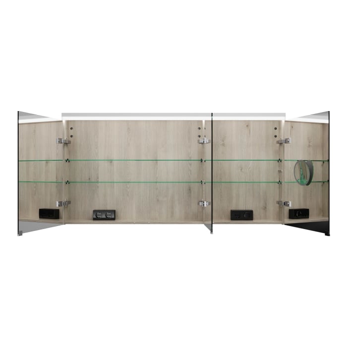 burgbad Lin20 Spiegelschrank mit LED-Beleuchtung, 140 cm, 3 Spiegeltüren, links, mit Waschtischbeleuchtung