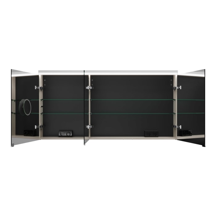 burgbad Lin20 Spiegelschrank mit LED-Beleuchtung, 140 cm, 3 Spiegeltüren, rechts, mit Waschtischbeleuchtung