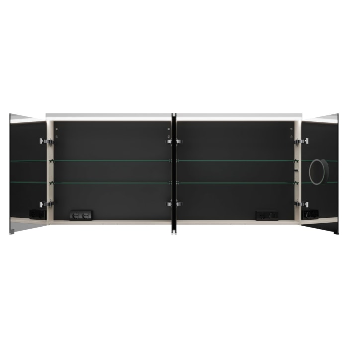 burgbad Lin20 Spiegelschrank mit LED-Beleuchtung, 160 cm, 4 Spiegeltüren, mit Waschtischbeleuchtung