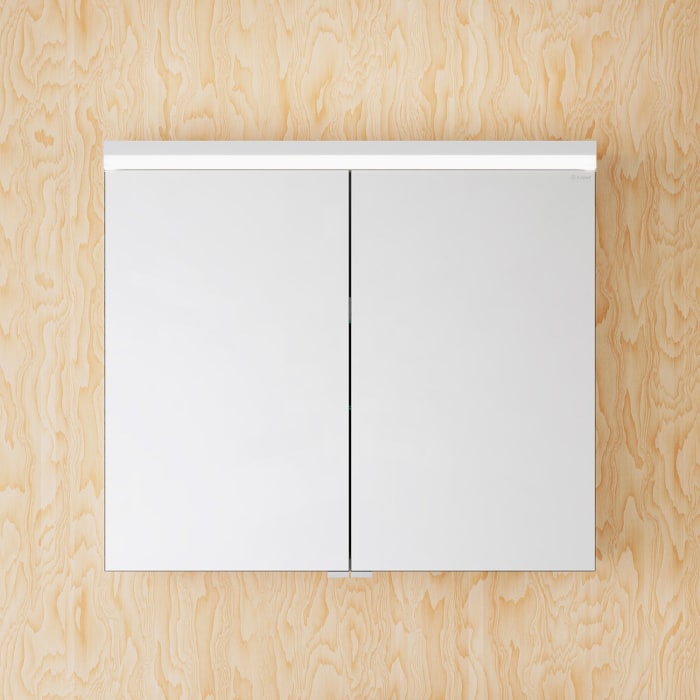 burgbad Lin20 Spiegelschrank mit LED-Beleuchtung, 80 cm, 2 Spiegeltüren